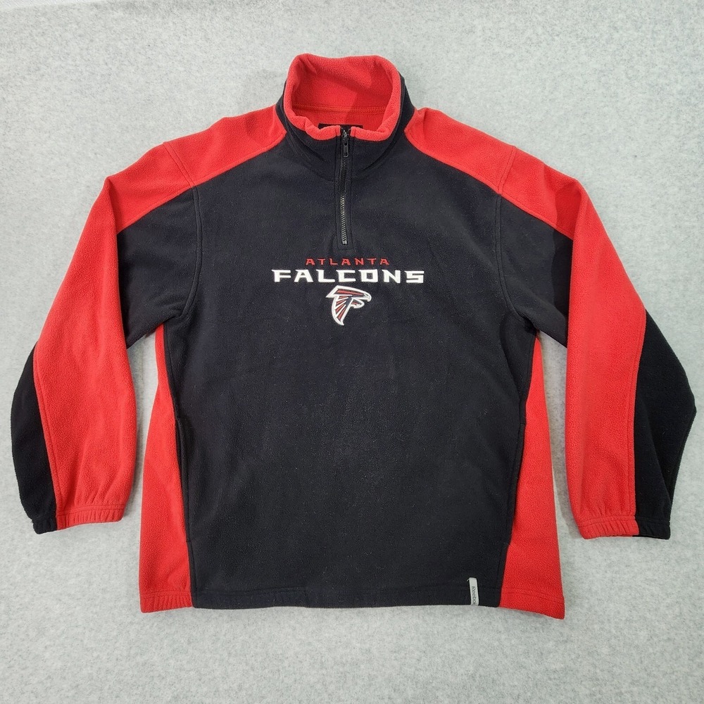 Atlanta Falcons Fleece Jacket Mens XL Red 1/4‎ Zip Reebok Pullover NFL